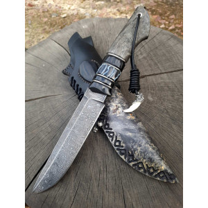 ВОВК 2 ніж ручної роботи майстра Павла Гончаренка, сталь - вуглецевий дамаск, 60 HRC. Photo 3